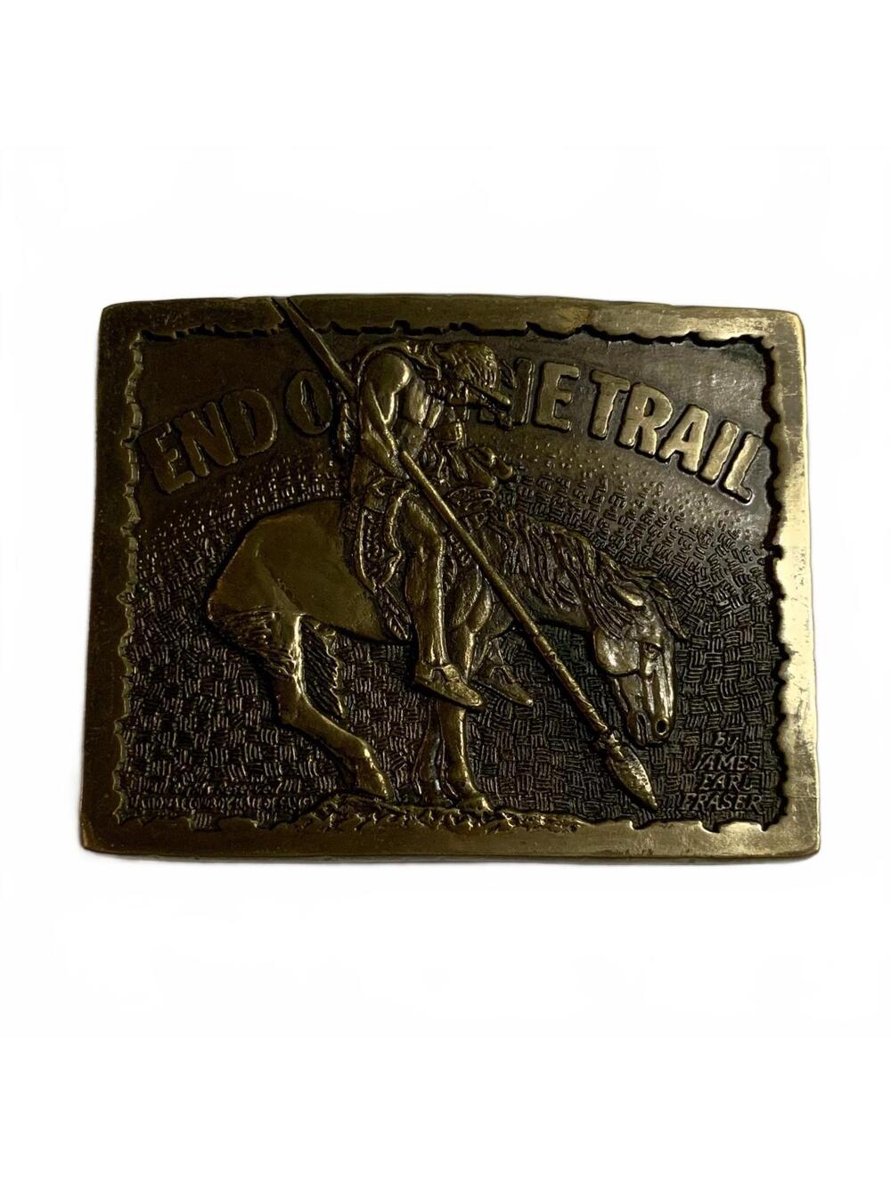 Vintage Solid Brass End of the Trail Belt Buckle by James Earle Fraser